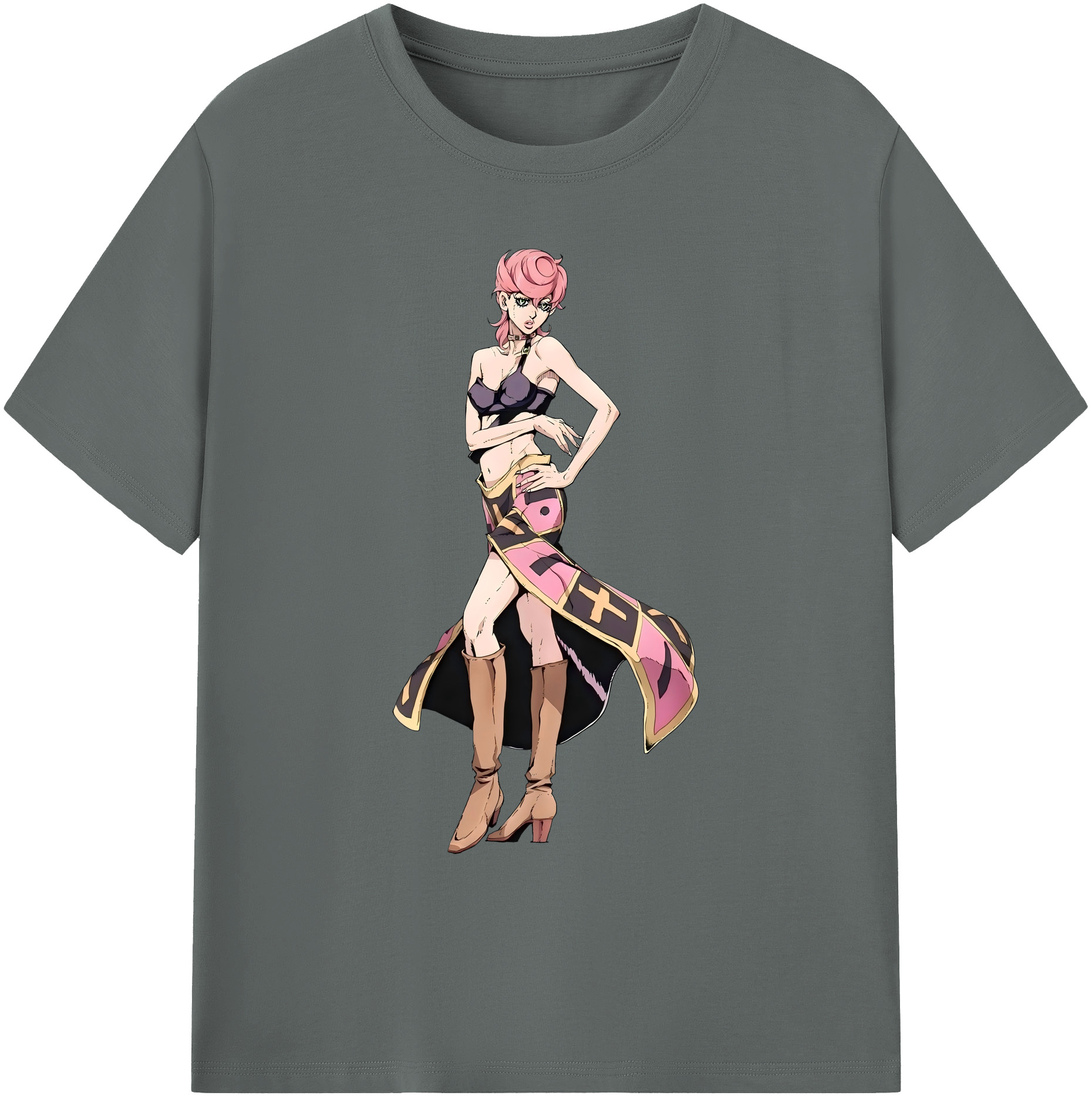 （画像用） ジョジョの奇妙な冒険 トリッシュ?ウナ JoJo's Bizarre Adventure Trish Una 綿100％ メンズ半袖Tシャツ｜肌触りやわらか＆通気性